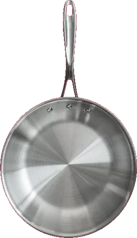 Frigideira de aço inox simbolizando a gastronomia